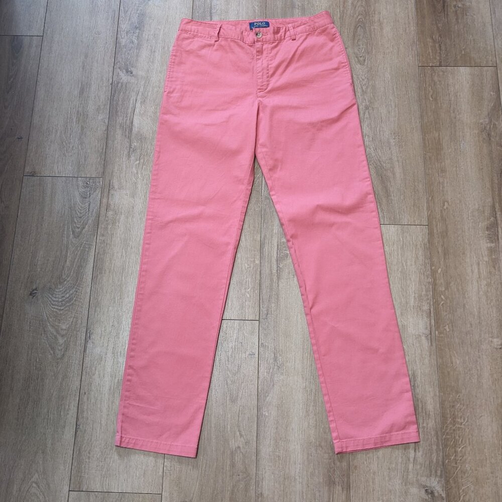 Polo Ralph Lauren Pants Boys 20 Pink Chino Flat Front Straight Leg Cotton